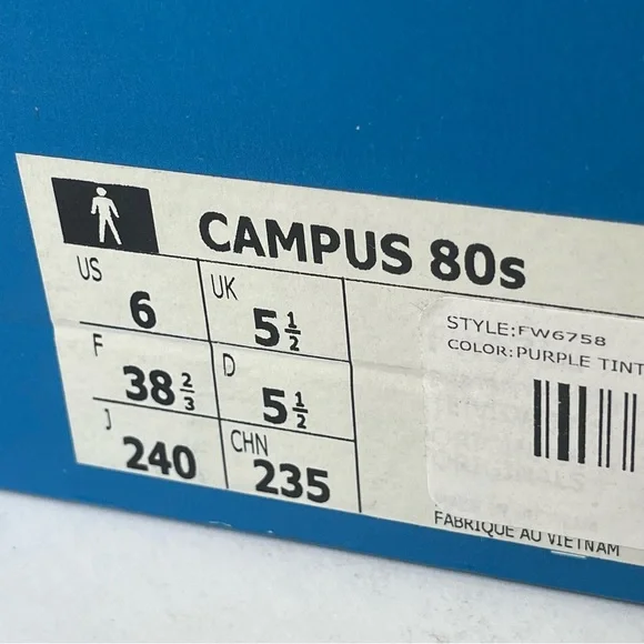 NWT Adidas Campus 80s Light Purple Sneakers leather , lavender - Picture 8 of 16